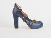 Womens Timberland Boot Handcrafted 8206R Blue Leather Ankle Buckle High Heels